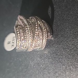 6.4 ct Silver Multilayered Simulated Diamond Ring